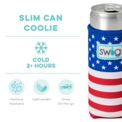 Swig Life Drink Coolies New Sizes!|All American^All American 12oz Neoprene Slim Can Coolie -