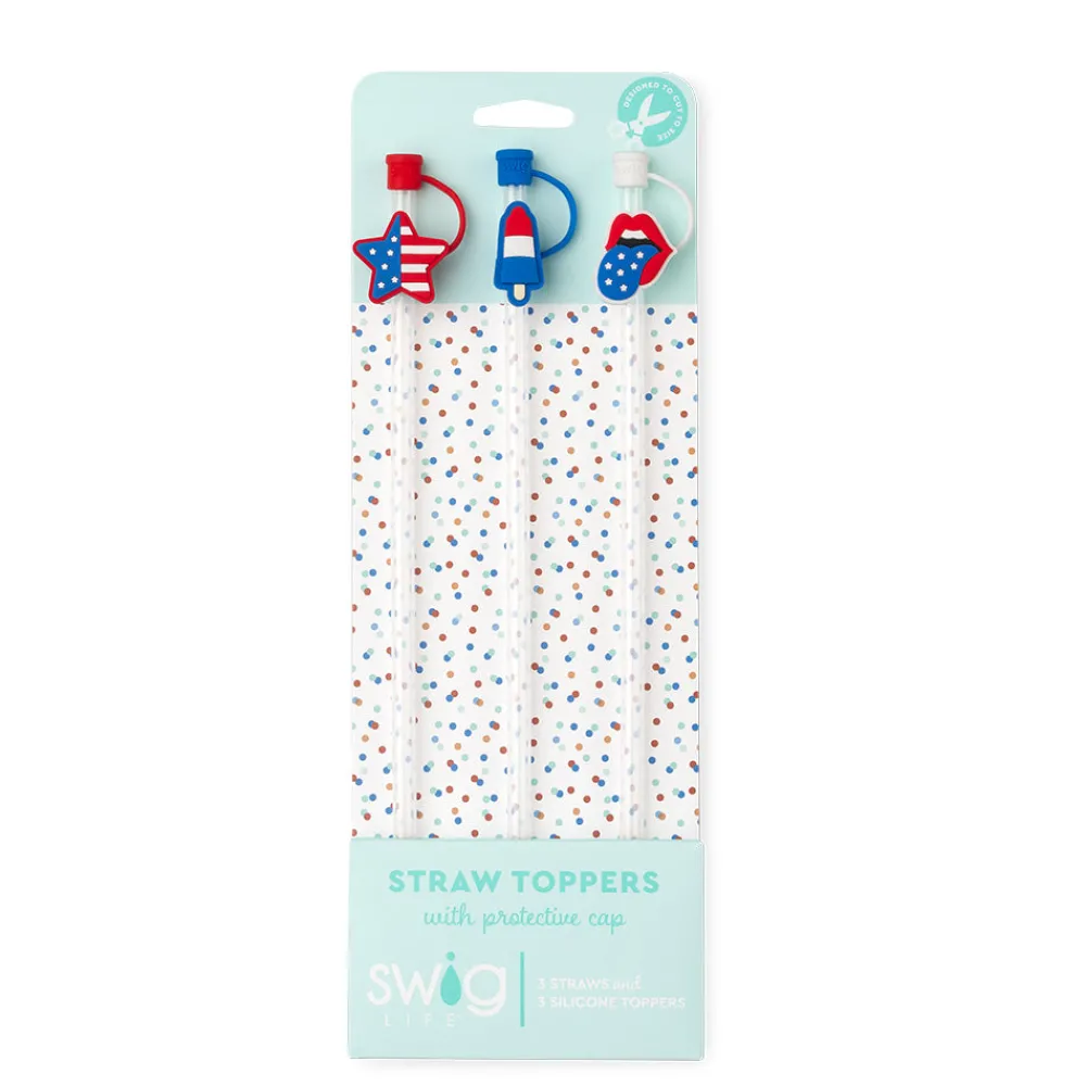 Swig Life Lids, Straws + More|All American^All American Patriotic Straw Topper Set -
