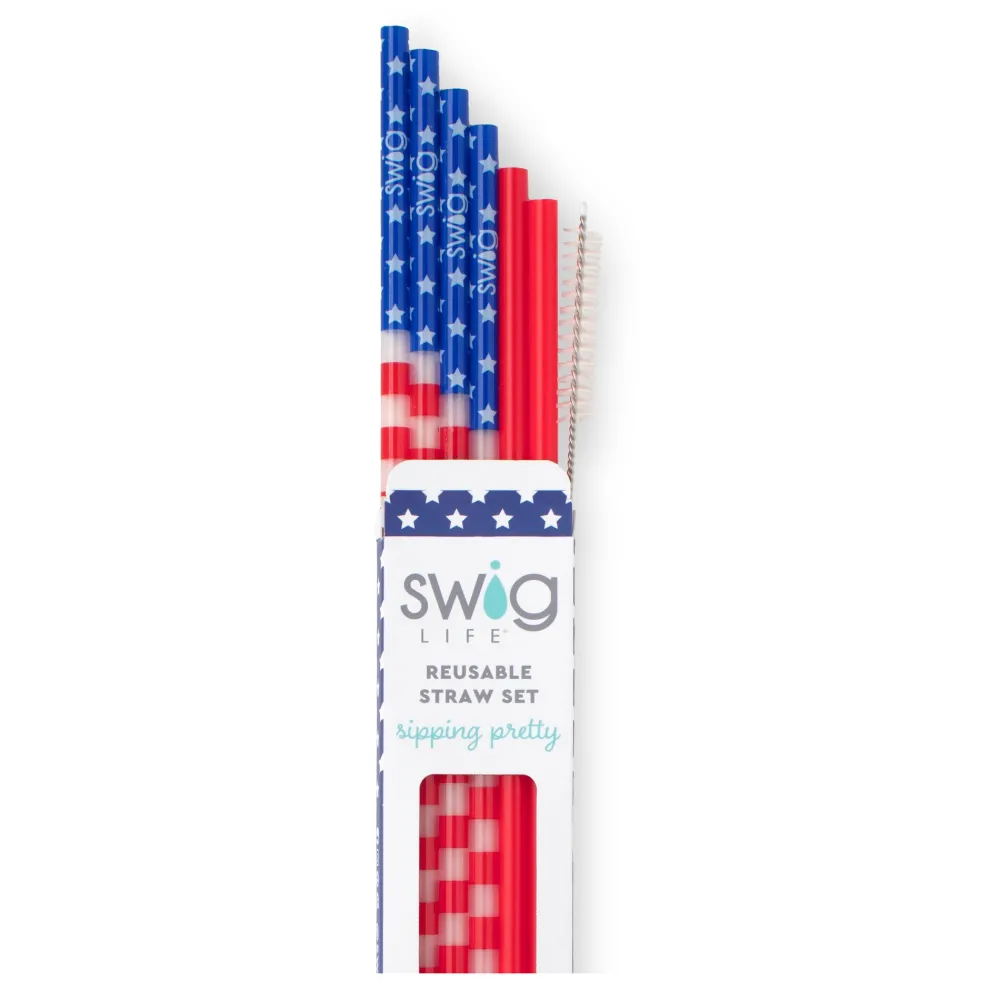 Swig Life Lids, Straws + More|All American^All American Reusable Straw Set -