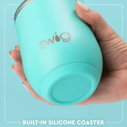Swig Life Wine + Cocktails|Solids^Aqua Stemless Wine 12oz