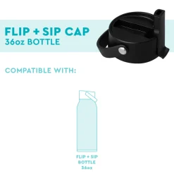 Swig Life Lids, Straws + More|Water Bottles^Black Flip + Sip Cap 36oz Bottle