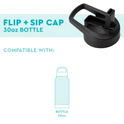 Swig Life Lids, Straws + More|Water Bottles^Black Flip & Sip Cap 30oz Bottle |