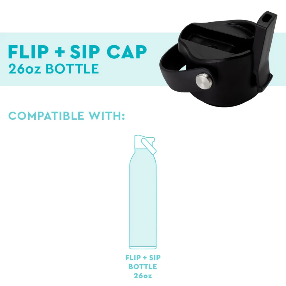 Swig Life Lids, Straws + More|Water Bottles^Black Flip + Sip Cap 26oz Bottle