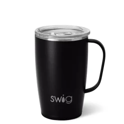 Swig Life Travel Mugs|Solids^Black Insulated Travel Mug (18oz) -