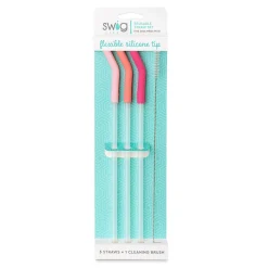 Swig Life Lids, Straws + More|Mega Mugs^Blush/Coral/Hot Pink Reusable Straw Set Mega Mugs