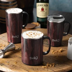 Swig Life Travel Mugs|Bourbon Barrel^Bourbon Barrel 24oz Large Camper Mug with handle -