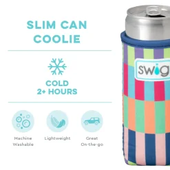 Swig Life Drink Coolies New Sizes!|Brite Stripe^Brite Stripe Slim Can Coolie
