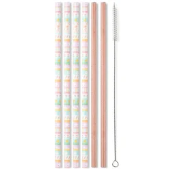 Swig Life Lids, Straws + More|Egg Hunt^Bunny Trail + Peach Glitter Reusable Straw Set