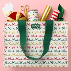 Swig Life Reusable Gift Bags|Christmas Bows^Christmas Bows Large Reusable Gift Bag