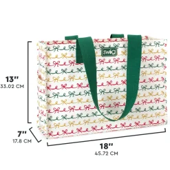 Swig Life Reusable Gift Bags|Christmas Bows^Christmas Bows Large Reusable Gift Bag