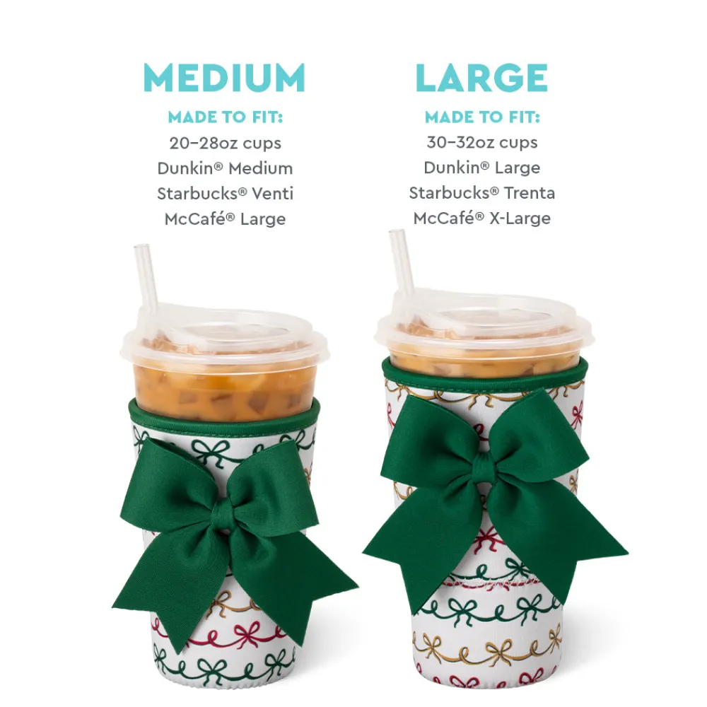 Swig Life Drink Coolies New Sizes!|Christmas Bows^Christmas Bows Medium Iced Cup Coolie