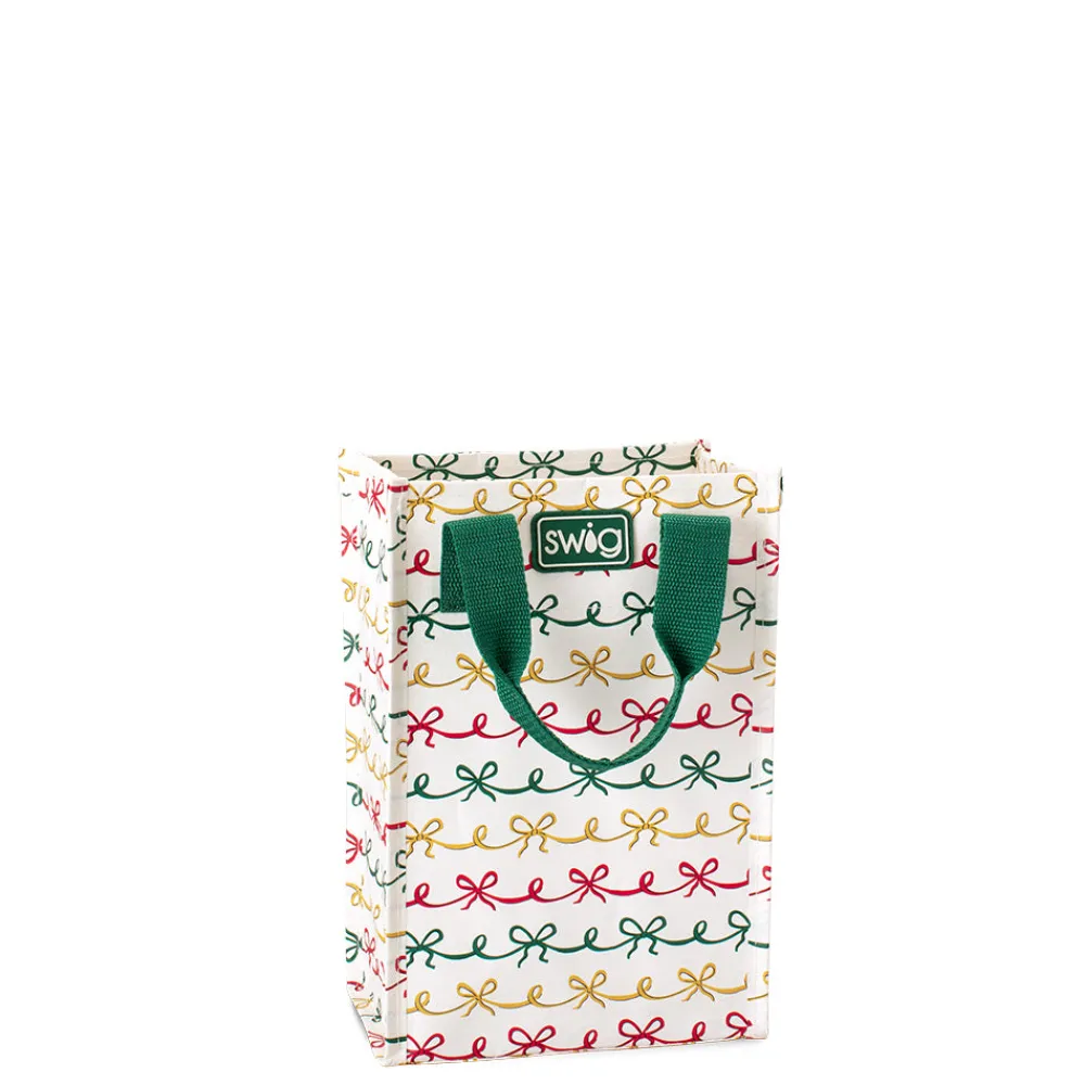Swig Life Reusable Gift Bags|Christmas Bows^Christmas Bows Tall Reusable Gift Bag