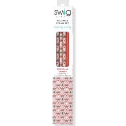 Swig Life Lids, Straws + More|Christmas Cameos^Christmas Cameos + Red Glitter Reusable Straw Set