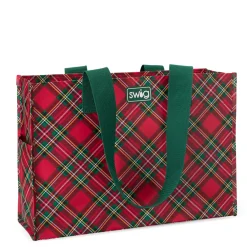 Swig Life Reusable Gift Bags|Christmas Plaid^Christmas Plaid Large Reusable Gift Bag