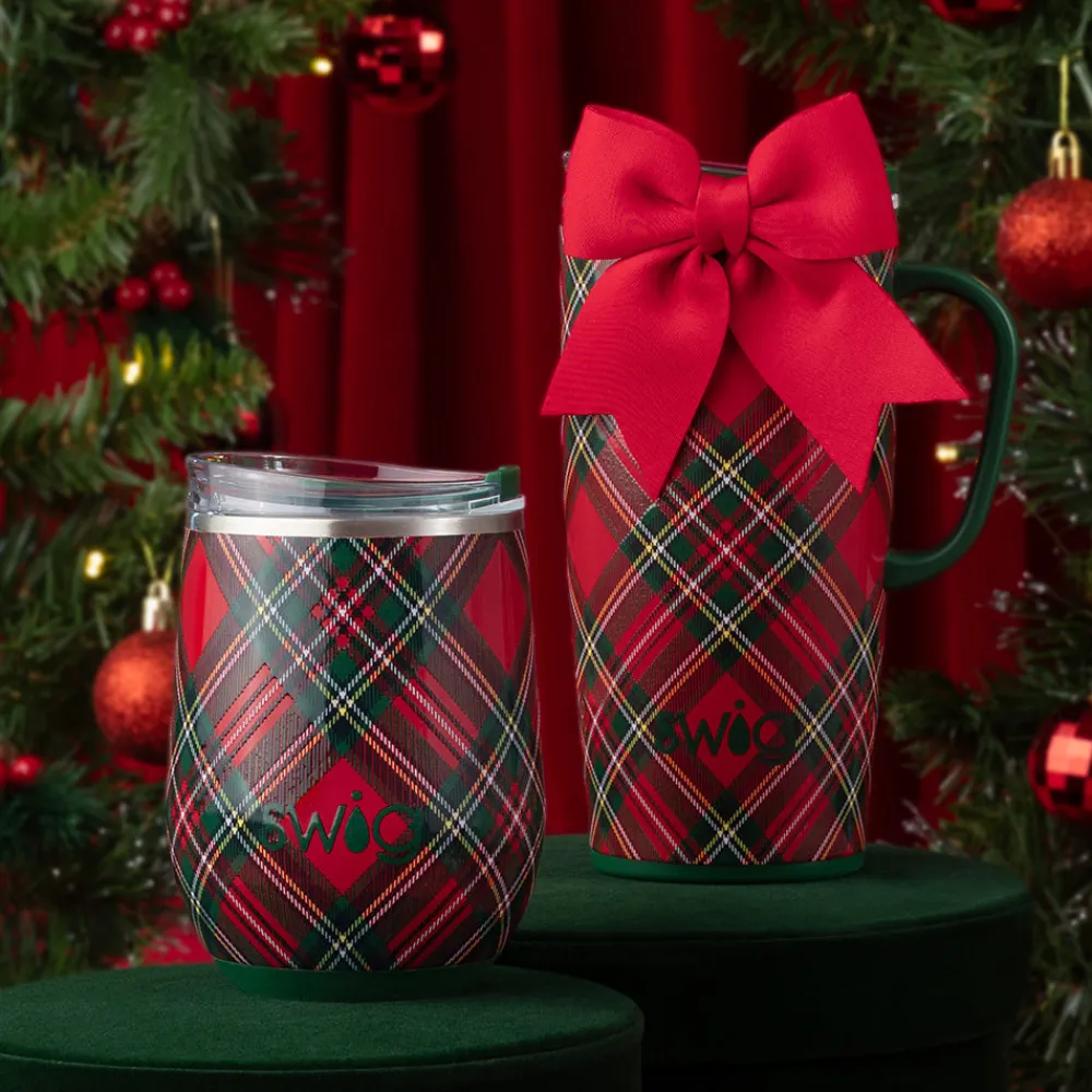 Swig Life Wine + Cocktails|Christmas Plaid^Christmas Plaid Stemless Wine 12oz
