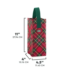 Swig Life Reusable Gift Bags|Christmas Plaid^Christmas Plaid Wine Reusable Gift Bag