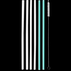 Swig Life Travel Mugs|Lids, Straws + More^Clear + Aqua Tall Reusable Straw Set (5 piece) -