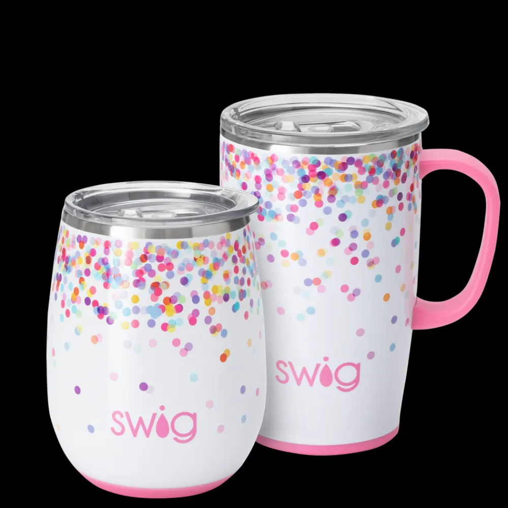 Swig Life Confetti^Confetti AM+PM Set - Insulated Wine Cup + Travel Mug -