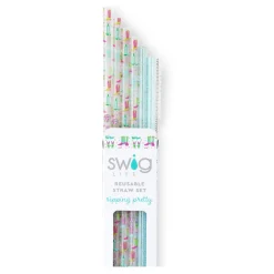 Swig Life Lids, Straws + More|Disco Cowgirl^Disco Cowgirl + Aqua Glitter Straw Set -