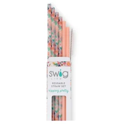 Swig Life Lids, Straws + More|Full Bloom^Full Bloom + Coral Reusable Straw Set