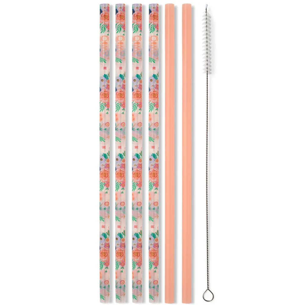 Swig Life Lids, Straws + More|Full Bloom^Full Bloom + Coral Reusable Straw Set