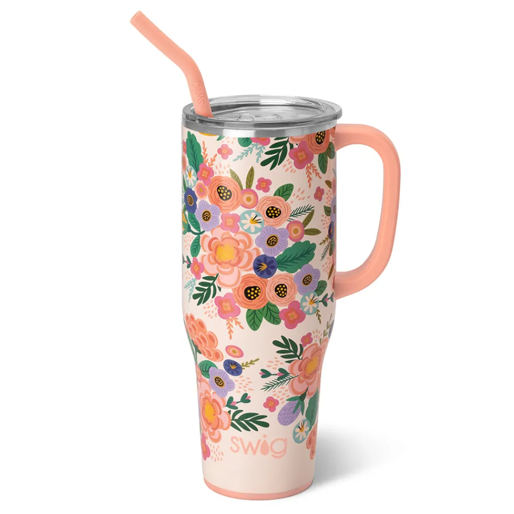 Swig Life Tumblers New Sizes!|Travel Mugs^Full Bloom 40oz Mega Mug with Handle -