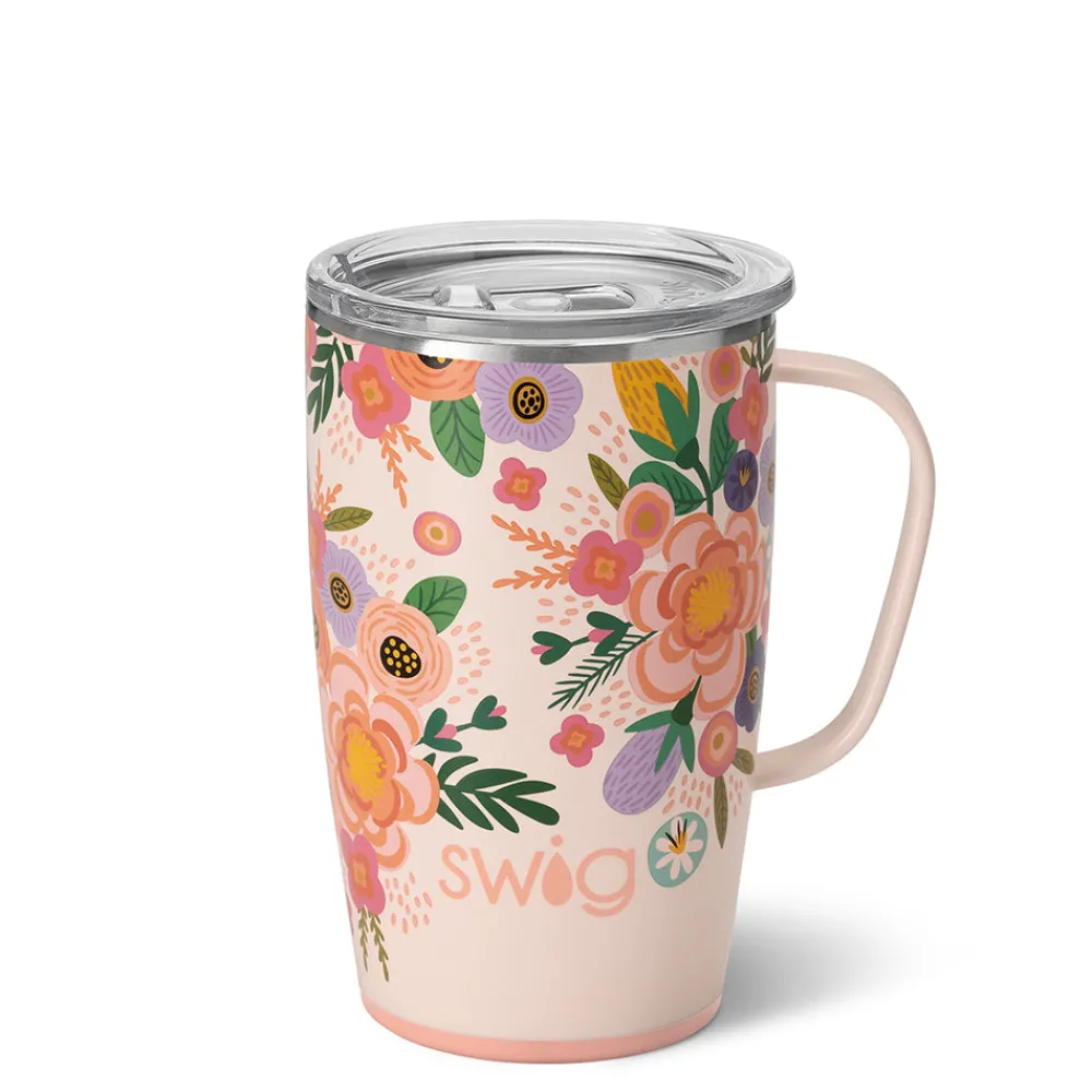 Swig Life Travel Mugs|Full Bloom^Full Bloom 18oz Travel Mug with Handle -