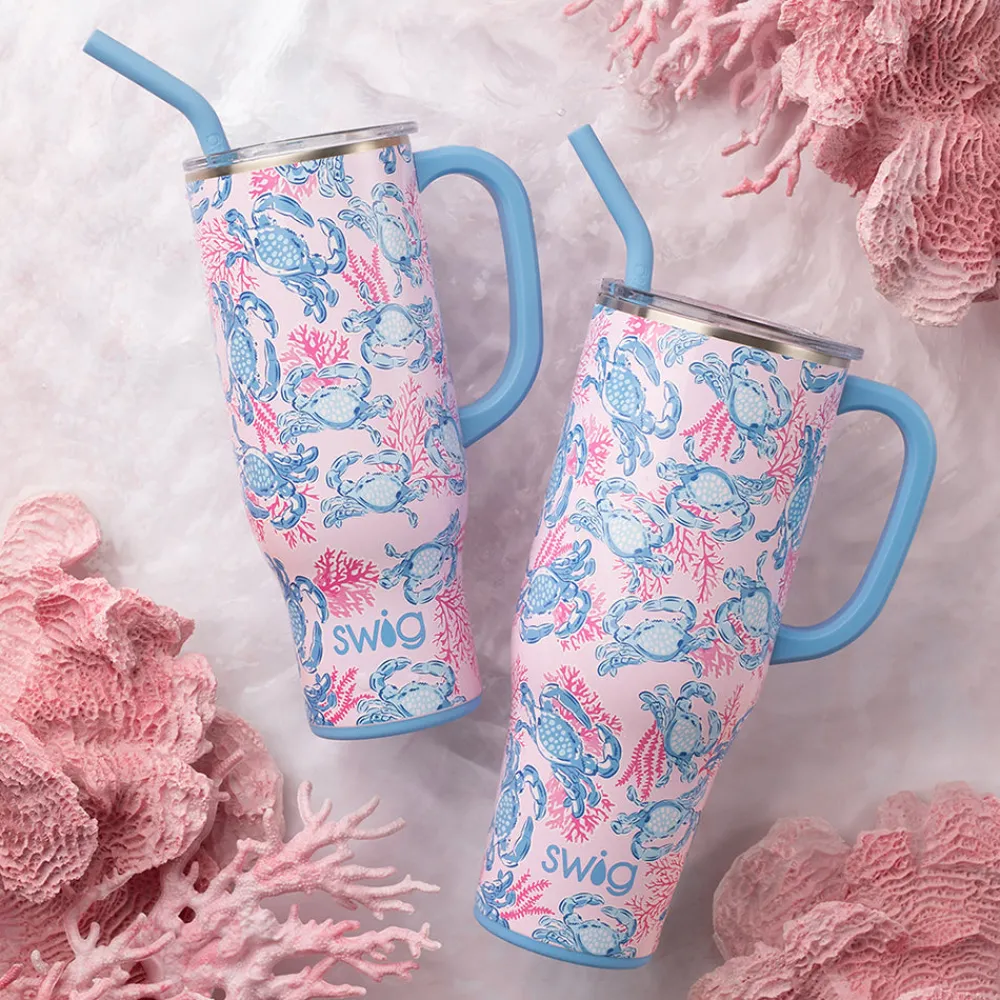 Swig Life Tumblers New Sizes!|Travel Mugs^Get Crackin' 30oz Blue Crab Mega Mug -