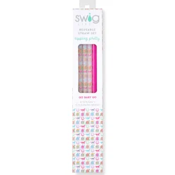 Swig Life Lids, Straws + More|Go Baby Go^Go Baby Go + Pink Glitter Reusable Straw Set