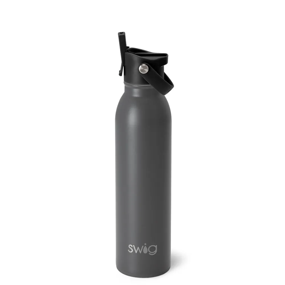 Swig Life Water Bottles|Solids^Grey Flip + Sip Water Bottle (20oz) -