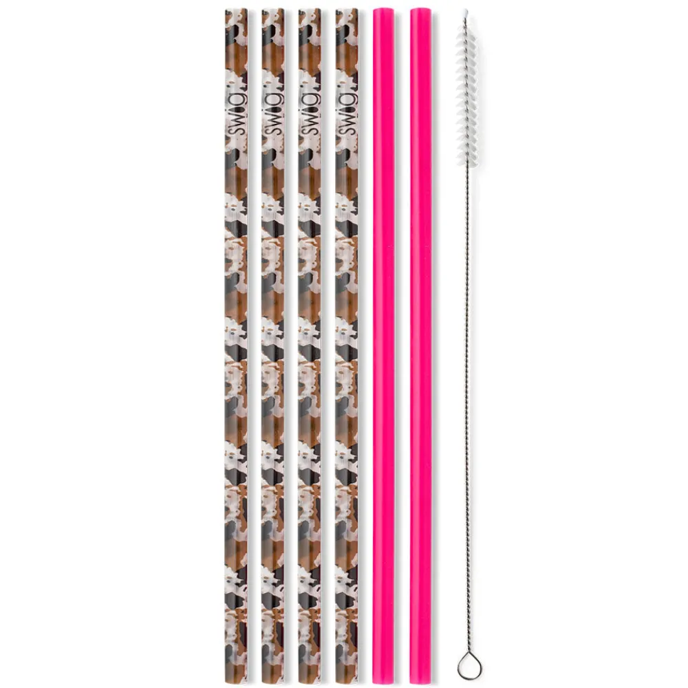 Swig Life Lids, Straws + More|Hayride^Hayride + Hot Pink Reusable Straw Set