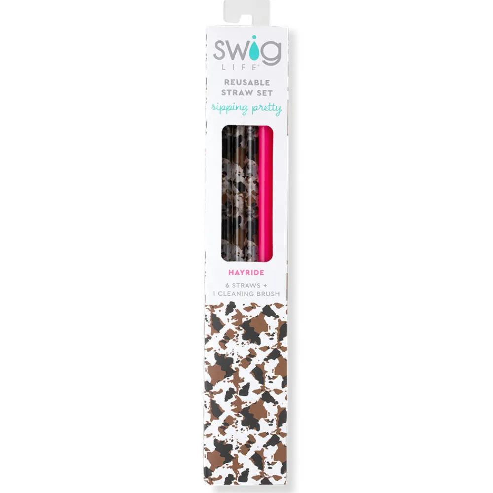 Swig Life Lids, Straws + More|Hayride^Hayride + Hot Pink Reusable Straw Set