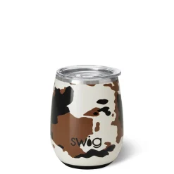 Swig Life Wine + Cocktails|Hayride^Hayride Cow Print 14oz Insulated Stemless Wine Cup -
