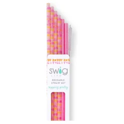 Swig Life Lids, Straws + More|Howdy Y'All^Howdy Y'all + Pink Glitter Reusable Straw Set