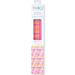 Swig Life Lids, Straws + More|Howdy Y'All^Howdy Y'all + Pink Glitter Reusable Straw Set