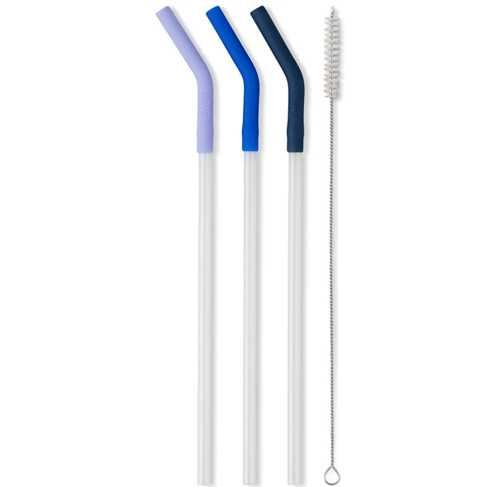 Swig Life Lids, Straws + More|Mega Mugs^Hydrangea/Royal/Navy Reusable Straw Set Mega Mugs