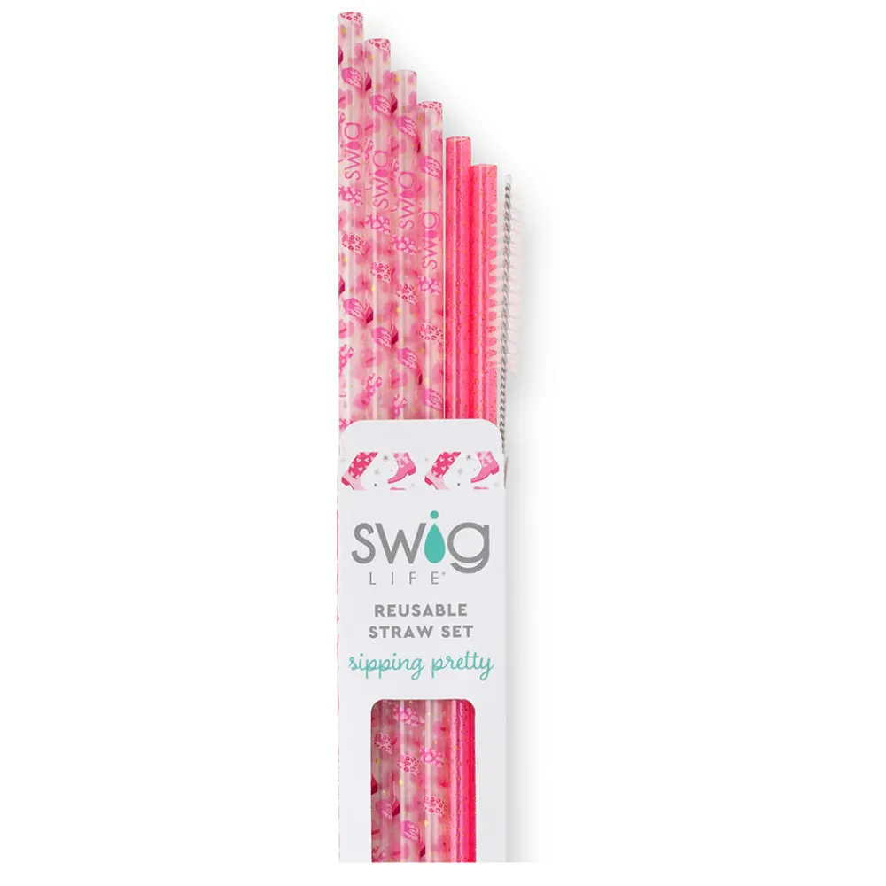 Swig Life Lids, Straws + More|Let's Go Girls^Let's Go Girls + Pink Glitter Reusable Straw Set