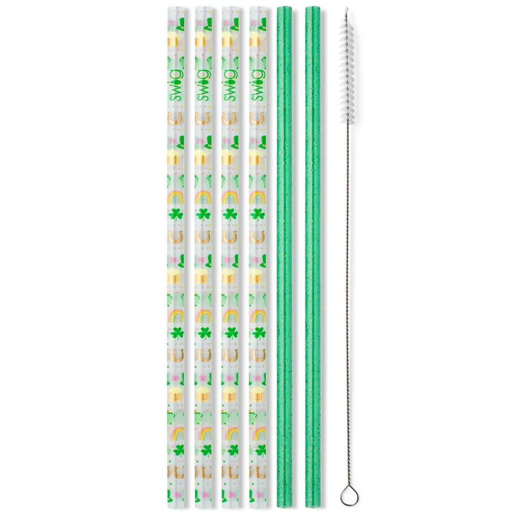 Swig Life Lids, Straws + More|Lucky Charm^Lucky Charm + Green Glitter Reusable Straw Set
