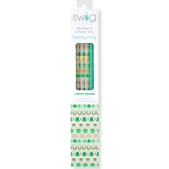 Swig Life Lids, Straws + More|Lucky Charm^Lucky Charm + Green Glitter Reusable Straw Set