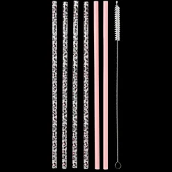 Swig Life Lids, Straws + More^Luxy Leopard + Blush Long Reusable Straw Set -