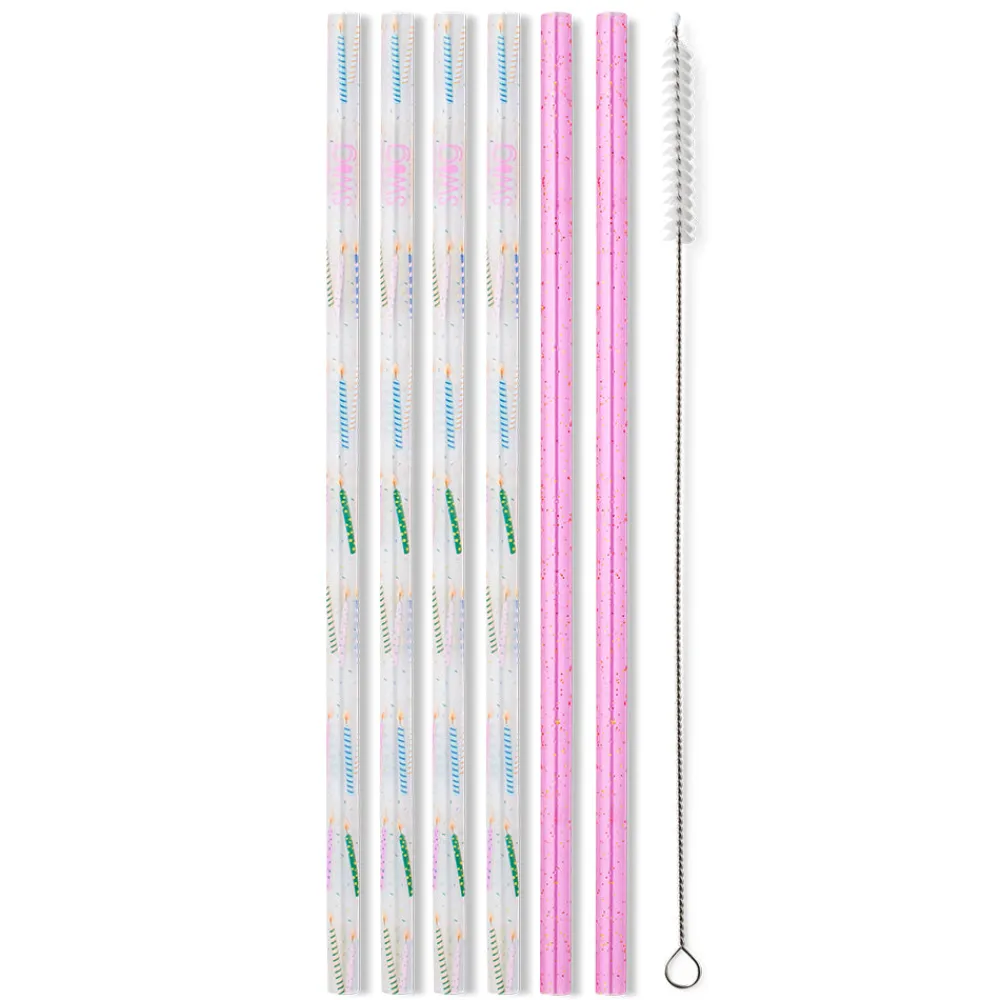 Swig Life Lids, Straws + More|Make A Wish^Make a Wish + Purple Glitter Reusable Straw Set