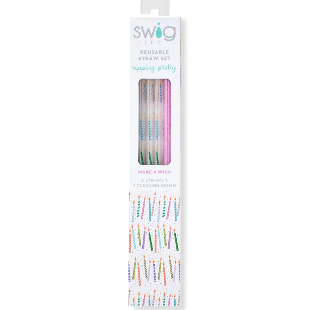 Swig Life Lids, Straws + More|Make A Wish^Make a Wish + Purple Glitter Reusable Straw Set