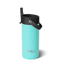 Swig Life Tumblers New Sizes!|Water Bottles^Matte Aqua Flip + Sip Slim Tumbler (12oz) -