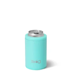 Swig Life Wine + Cocktails|Solids^Matte Aqua 12oz Insulated Can + Bottle Cooler -