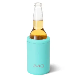 Swig Life Wine + Cocktails|Solids^Matte Aqua 12oz Insulated Can + Bottle Cooler -