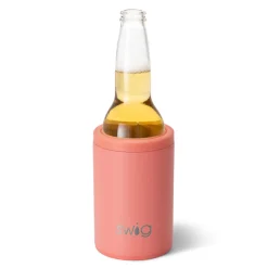 Swig Life Wine + Cocktails|Solids^Matte Coral 12oz Insulated Can + Bottle Cooler -
