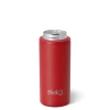Swig Life Wine + Cocktails|Solids^Matte Crimson 12oz Insulated Skinny Can Cooler -