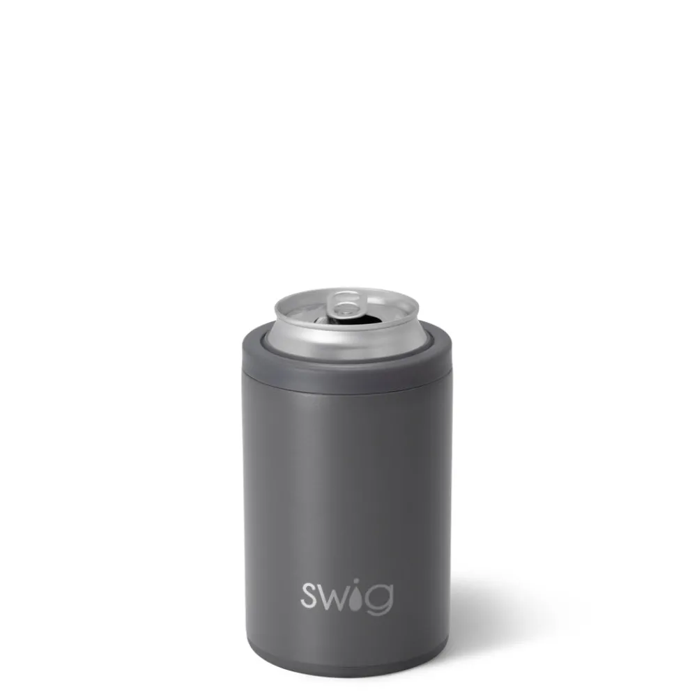 Swig Life Wine + Cocktails|Solids^Matte Grey 12oz Insulated Can + Bottle Cooler -