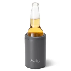Swig Life Wine + Cocktails|Solids^Matte Grey 12oz Insulated Can + Bottle Cooler -