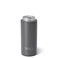 Swig Life Wine + Cocktails|Solids^Matte Grey 12oz Insulated Skinny Can Cooler -